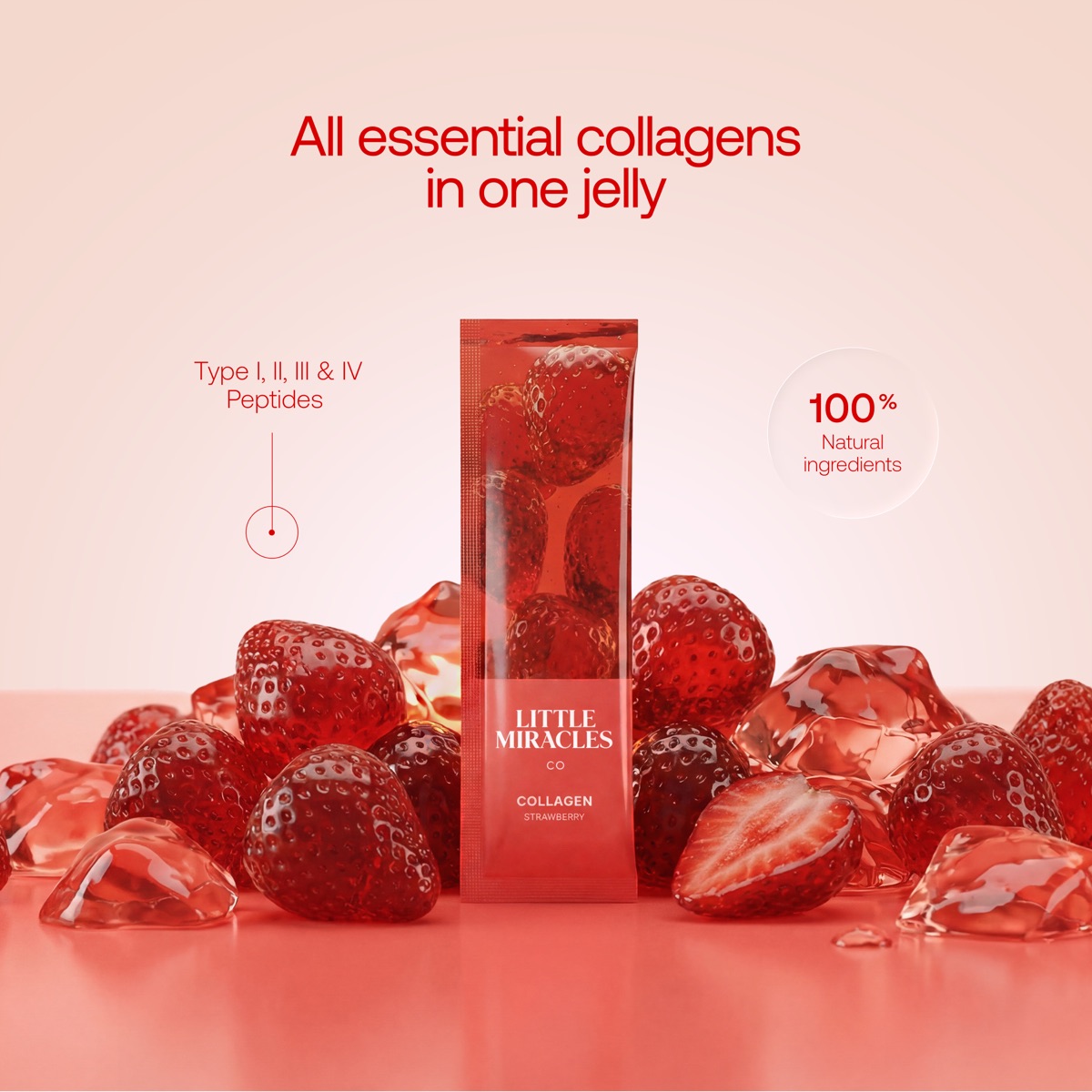 All four collagen types in one Strawberry jelly