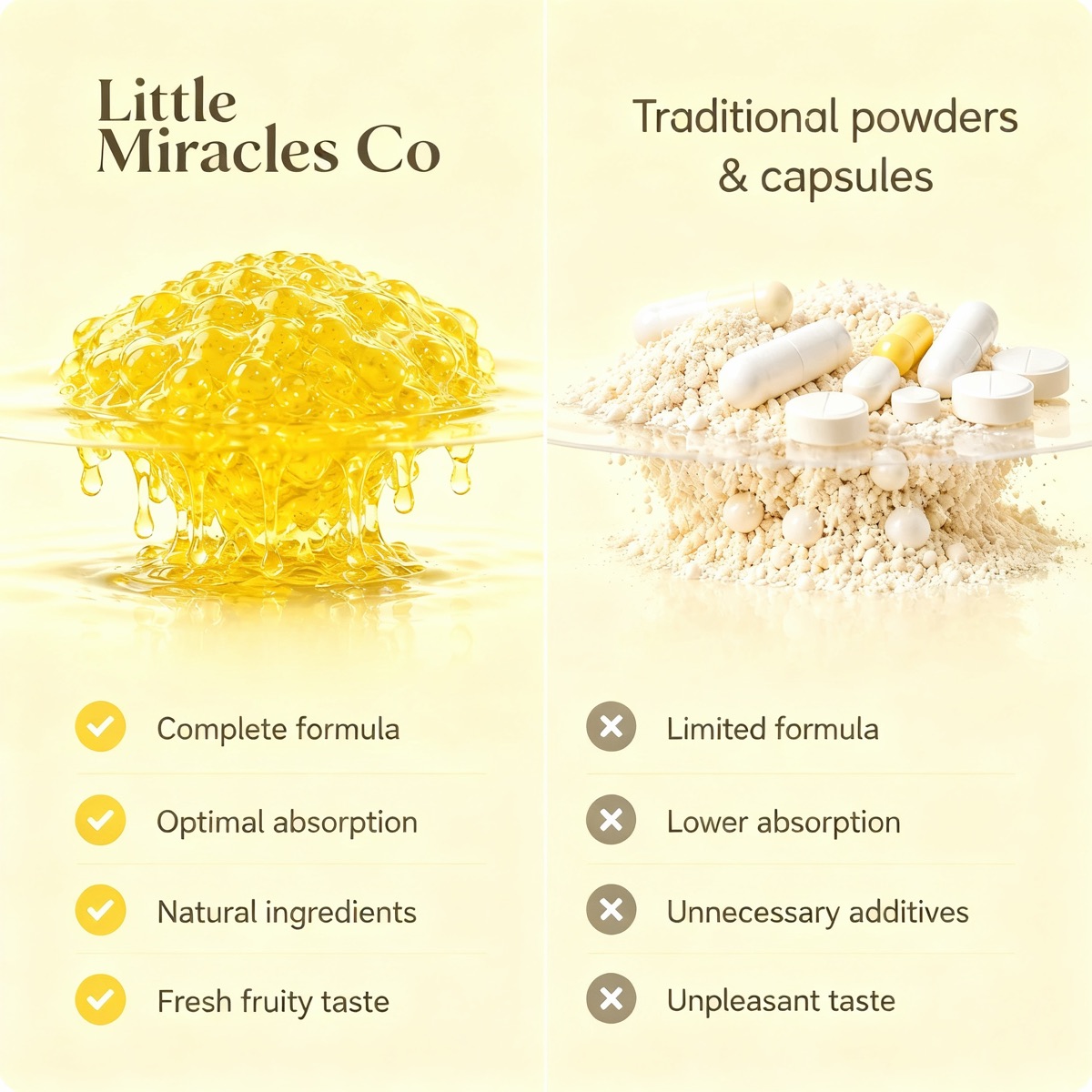 Lemon collagen jelly beside powders and capsules
