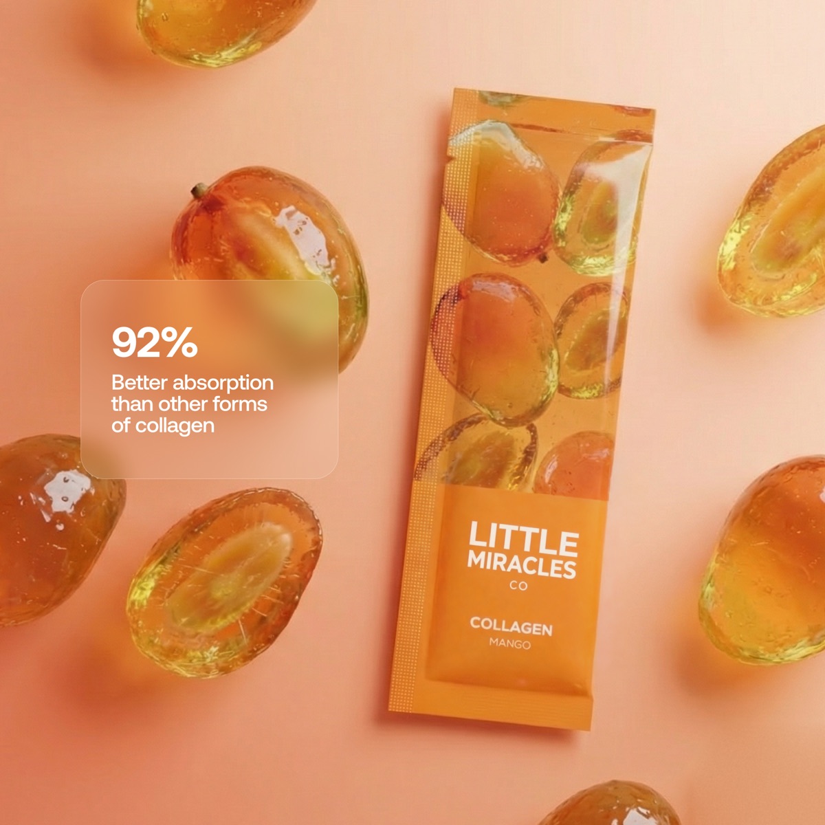 The Mango stick among jelly mango pieces